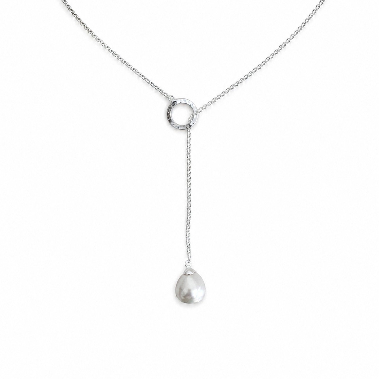Lani sterling silver 70cm lariat necklace with Australian Paspaley Broome pearl
