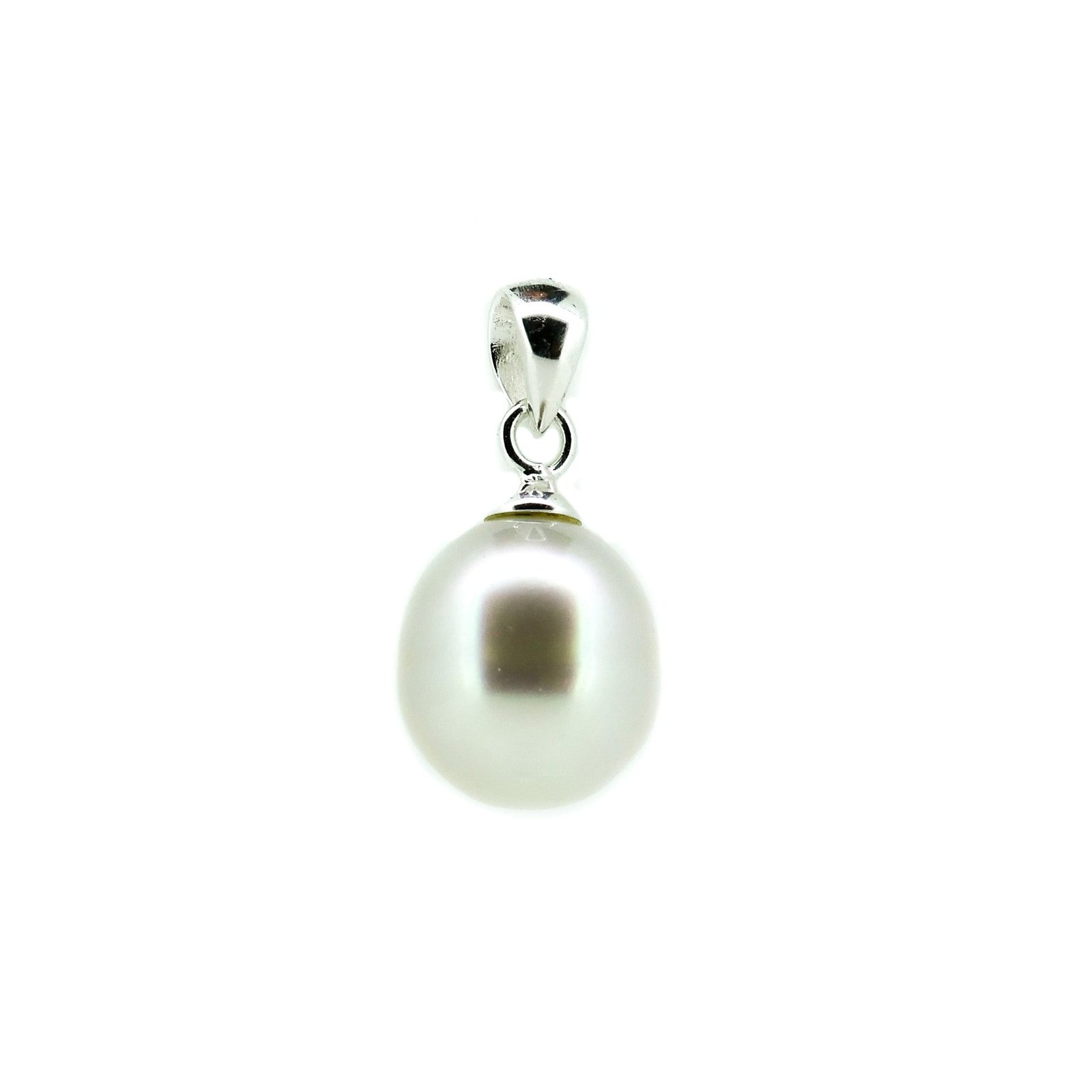 Australian South Sea pearl pendant set in premium 925 sterling silver with large bail designed for thicker neoprene necklaces.