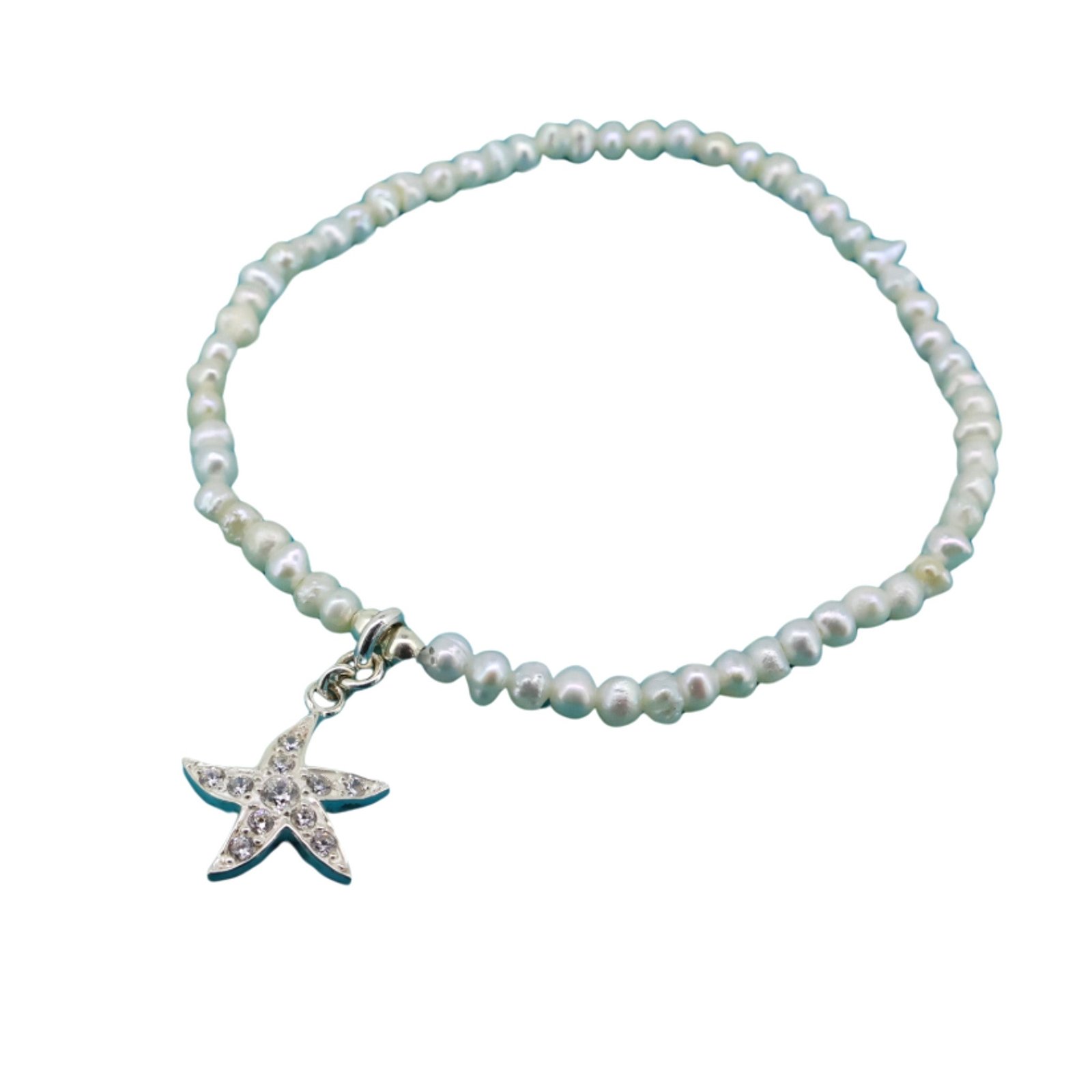 Broome Starry Night starfish pearl bracelet with freshwater pearls and sterling silver starfish