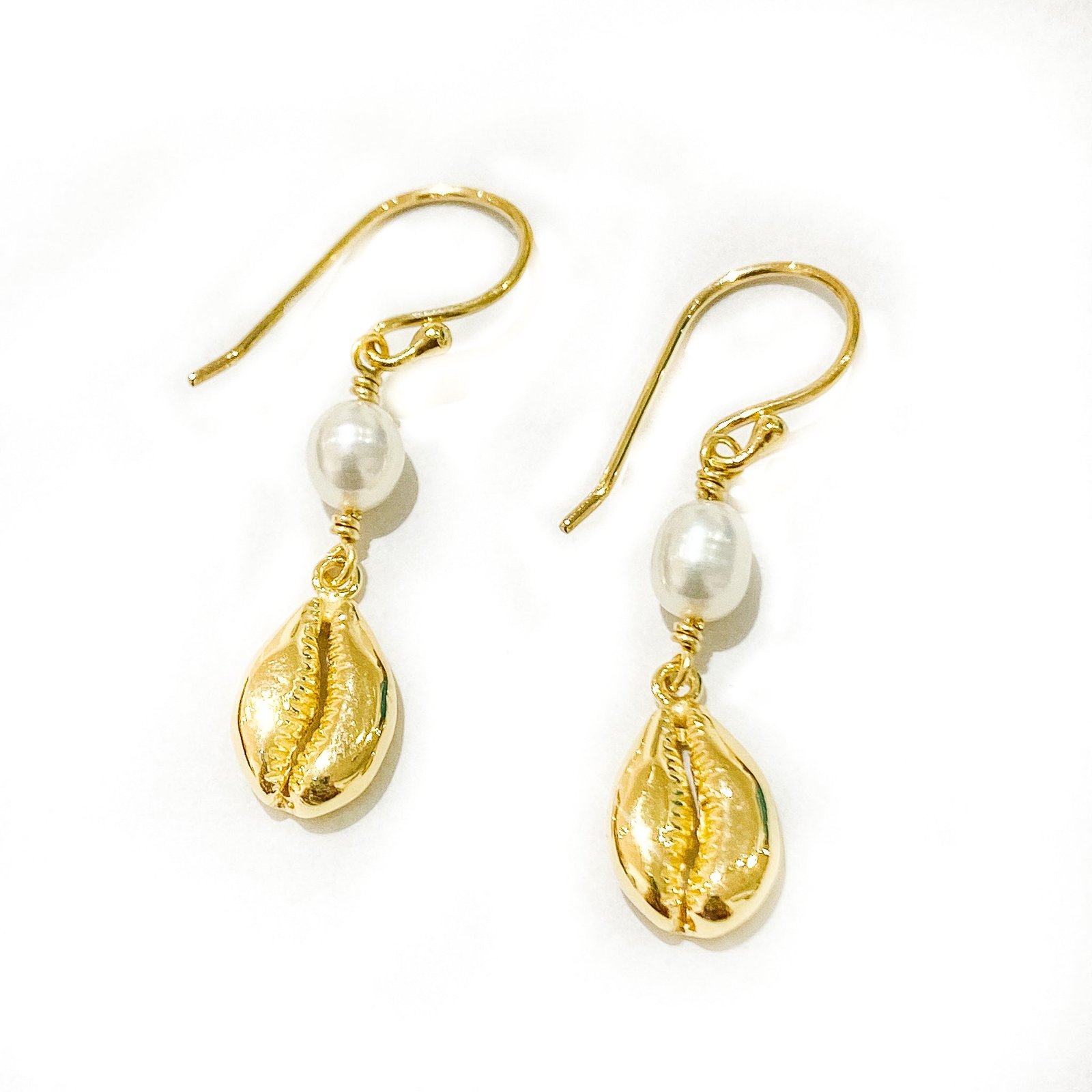 beach dreams cowrie shell earrings gold vermeil coastal beach jewellery australia